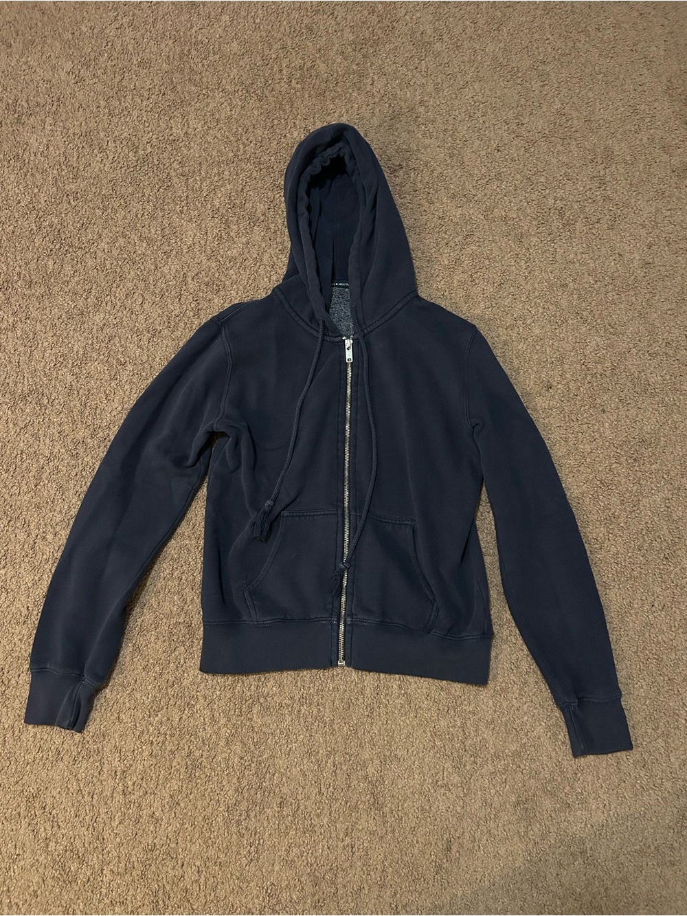 Brandy Melville Navy Blue Hooded Zip Sweatshirt